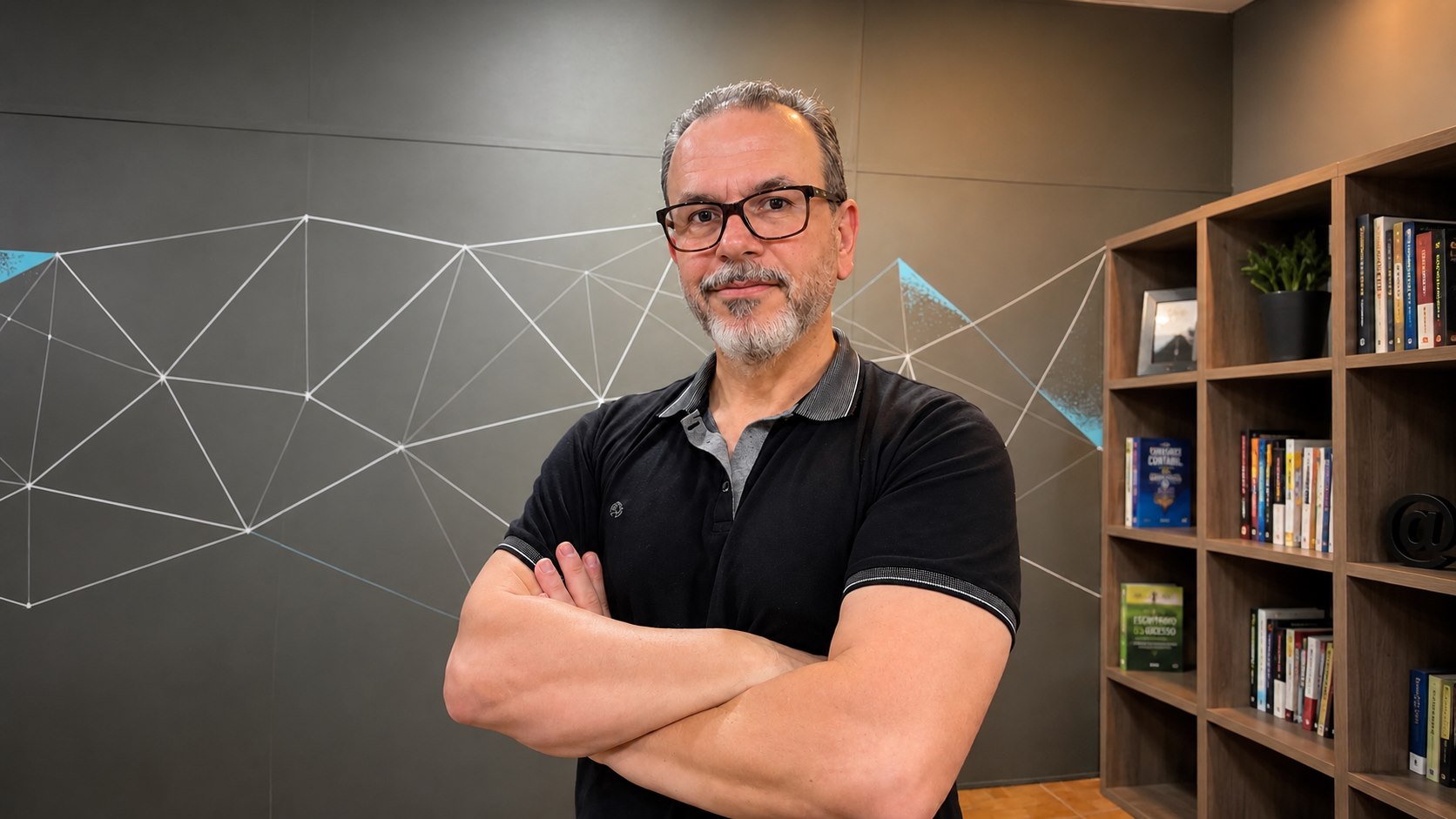 Marcelo Rocha no escritório da Contabilidade M Rocha