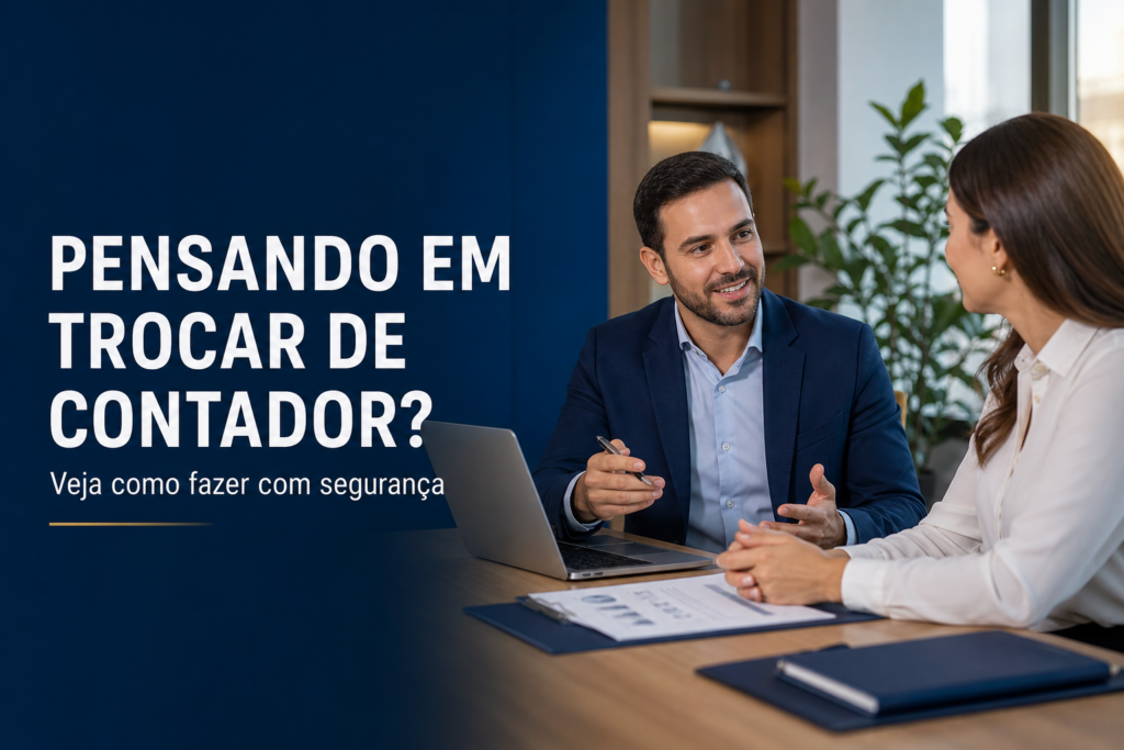 Empresário conversando com cliente sobre troca de contador com segurança